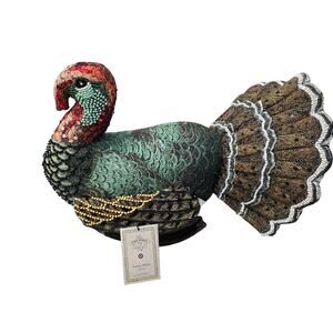 NWT John Derian for Target Beaded Turkey Decorative Pillow